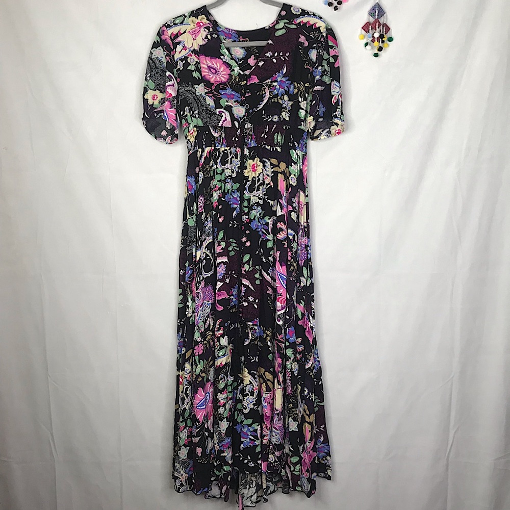 Unbranded floral front button down maxi dress